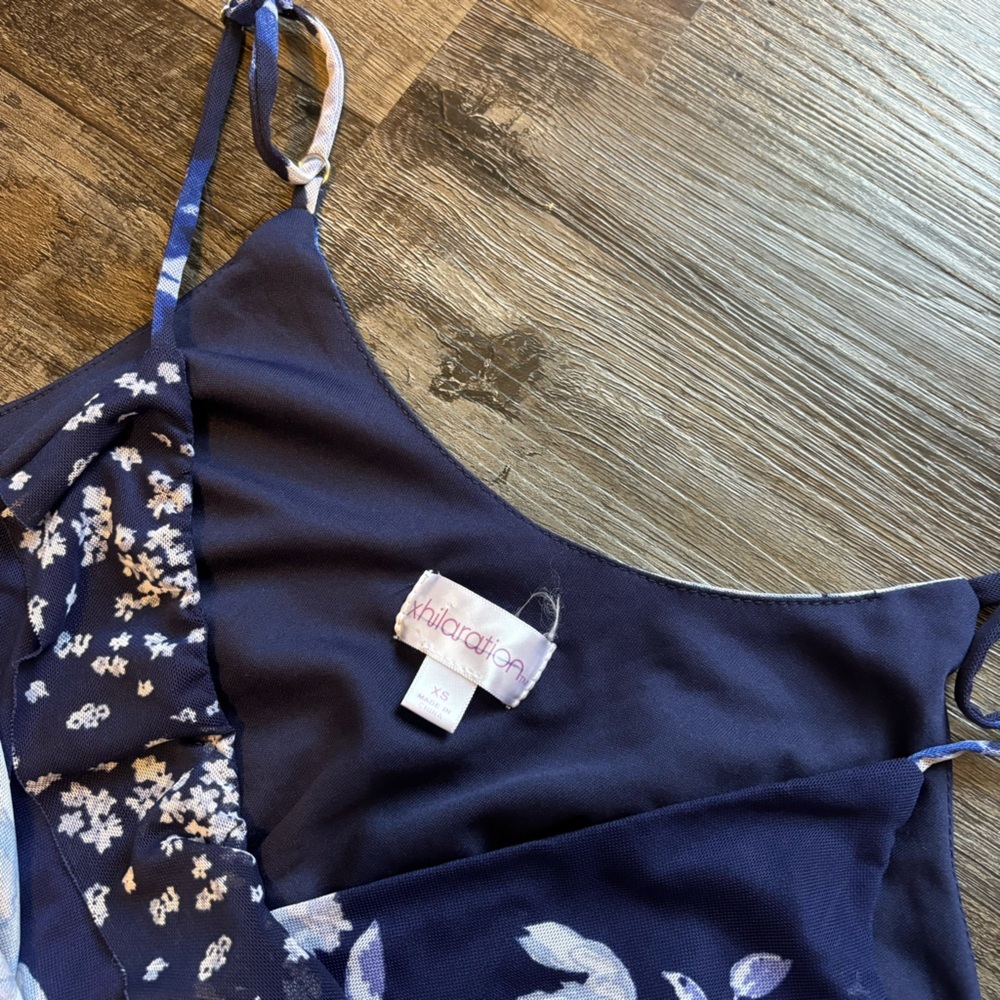 Floral Navy Blue Wrap Dress, size XS - Picture 3 of 3